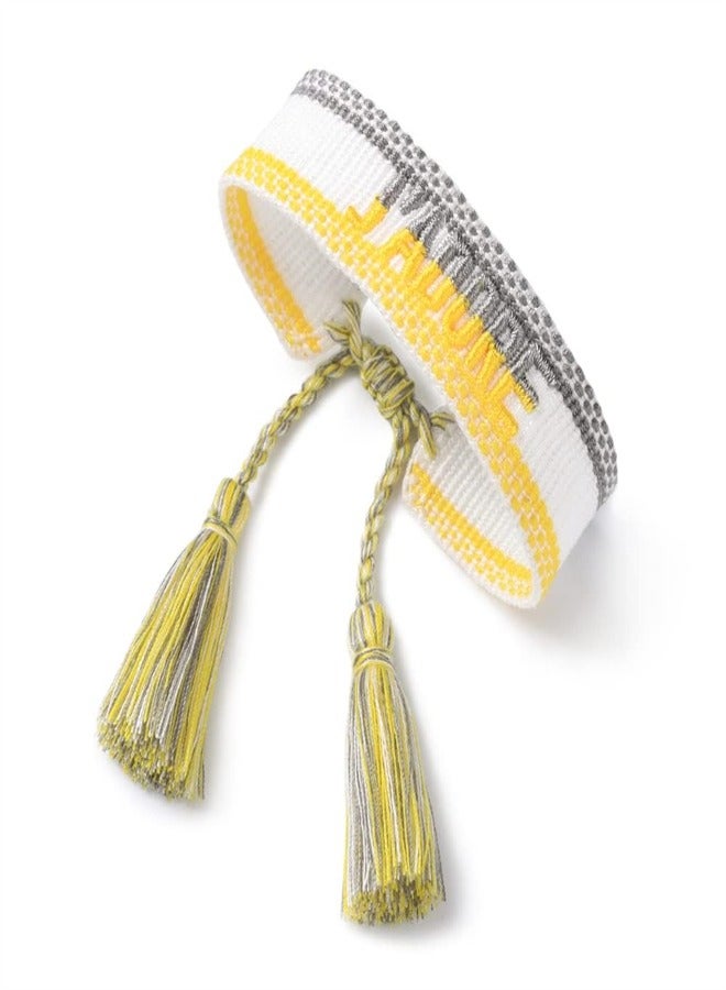 EXCEFORE, Woven Friendship Bracelets, Exquisite Word Wristband Bracelets, Bohemian Handmade Friendship Bracelets for Women Girls (Yellow) - Image 1