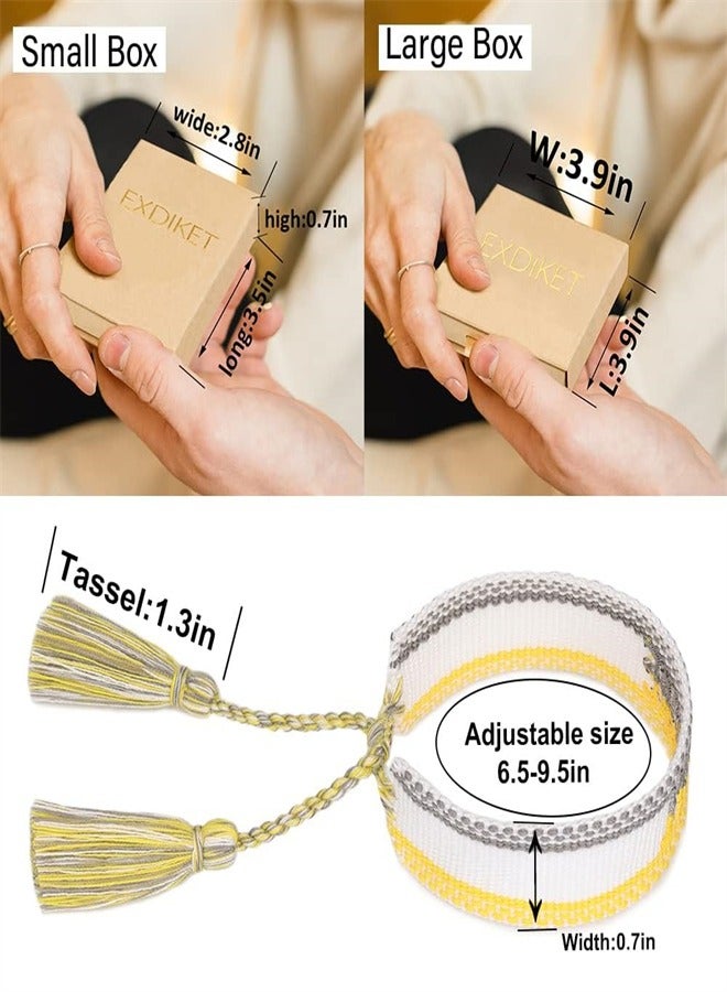 EXCEFORE, Woven Friendship Bracelets, Exquisite Word Wristband Bracelets, Bohemian Handmade Friendship Bracelets for Women Girls (Yellow) - Image 3