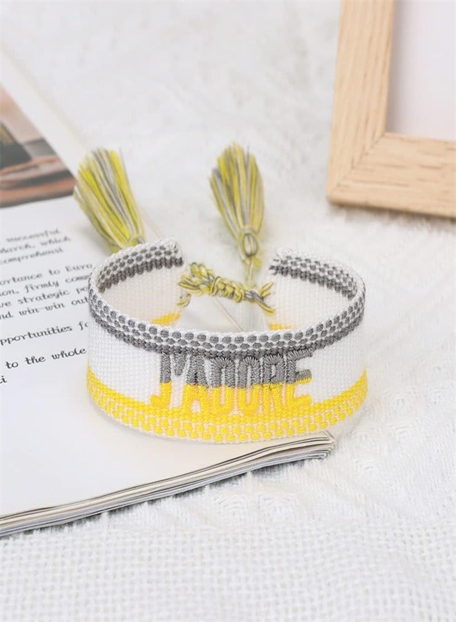 EXCEFORE, Woven Friendship Bracelets, Exquisite Word Wristband Bracelets, Bohemian Handmade Friendship Bracelets for Women Girls (Yellow) - Image 5