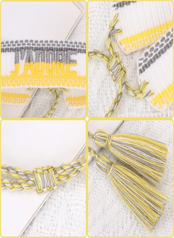 EXCEFORE, Woven Friendship Bracelets, Exquisite Word Wristband Bracelets, Bohemian Handmade Friendship Bracelets for Women Girls (Yellow) - Image 4