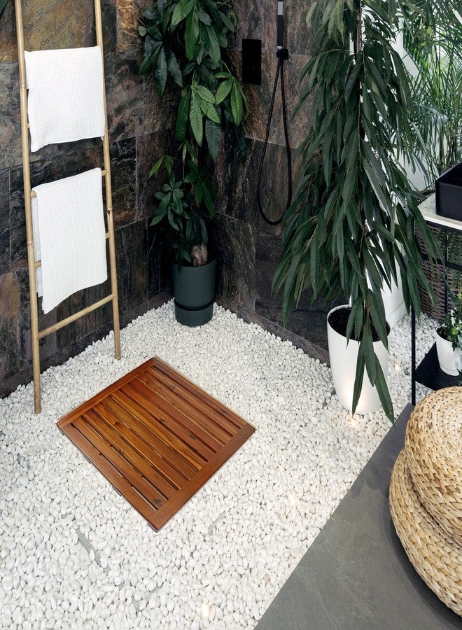 DEMIGO Acacia Wood Shower Mat 21x21 Inches by Demigo, Luxury Bath Mat Non Slip for Bathroom Bathtub Shower Spa Garden Home, Wooden Floor Mat Square Large for Outdoor and Indoor - Image 5