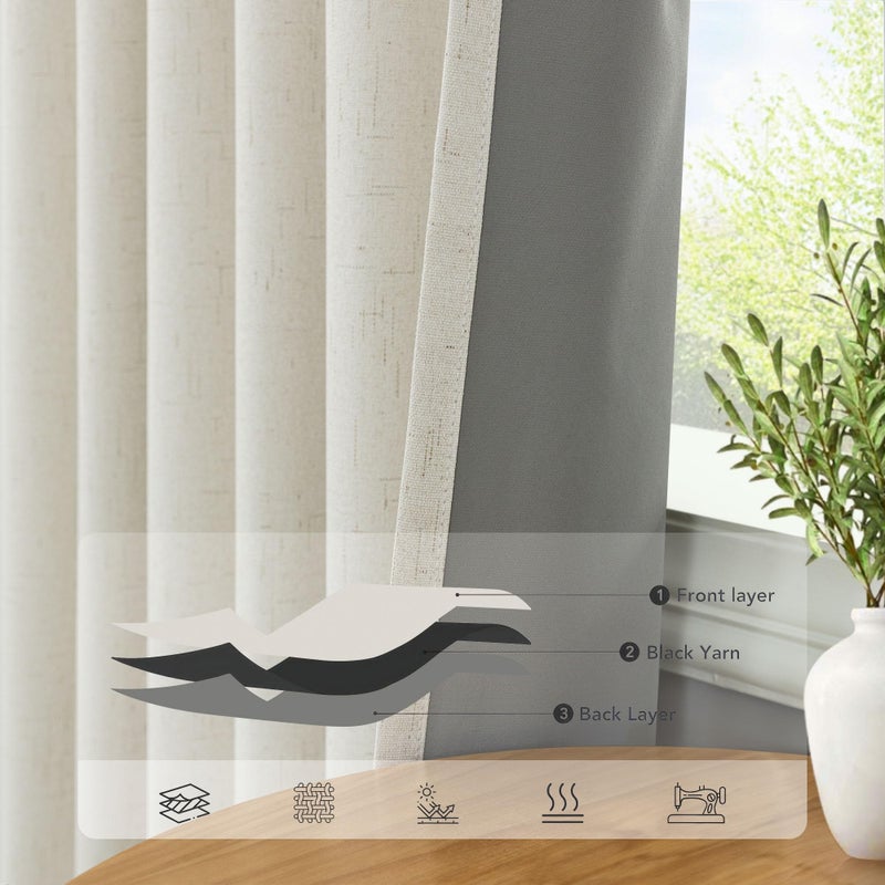 Pitalk 102 Inch Blackout Curtains Cream for 103 Inch Length Window Drapes Elegant Farmhouse Style Custom Made Black Out Weather Curtain for Bedroom Living Room 2 Panels Cortinas para Sala Modernas Dormitorio - Image 5