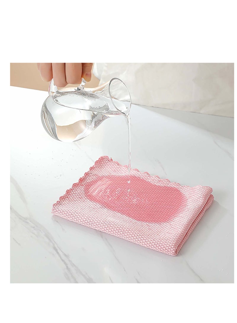 خرقة قماش حراشف السمك، 10 قطع، خرقة قماش بنمط موجه، خرقة تنظيف، خرقة تنظيف منزلية قابلة لإعادة الاستخدام، خرقة تنظيف متعددة الاستخدامات، لتنظيف النوافذ والسيارات والمرايا والفولاذ المقاوم للصدأ وأعمال المنزل. - Image 2