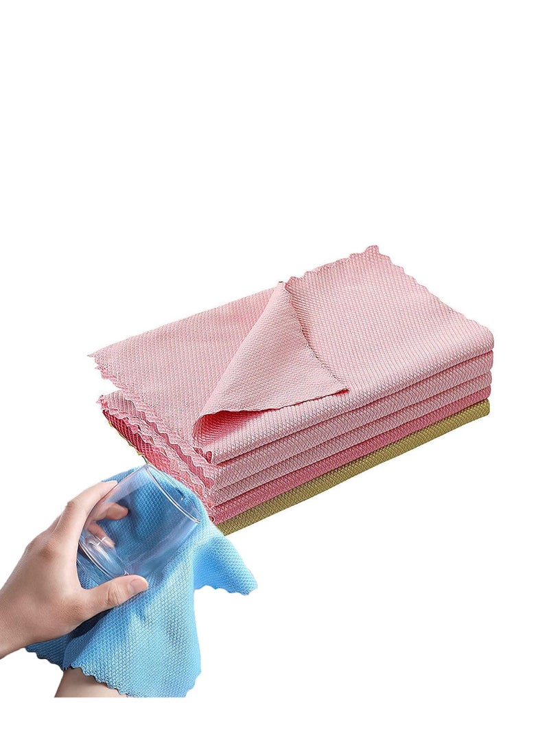 خرقة قماش حراشف السمك، 10 قطع، خرقة قماش بنمط موجه، خرقة تنظيف، خرقة تنظيف منزلية قابلة لإعادة الاستخدام، خرقة تنظيف متعددة الاستخدامات، لتنظيف النوافذ والسيارات والمرايا والفولاذ المقاوم للصدأ وأعمال المنزل. - Image 1