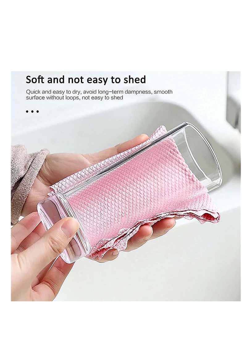 خرقة قماش حراشف السمك، 10 قطع، خرقة قماش بنمط موجه، خرقة تنظيف، خرقة تنظيف منزلية قابلة لإعادة الاستخدام، خرقة تنظيف متعددة الاستخدامات، لتنظيف النوافذ والسيارات والمرايا والفولاذ المقاوم للصدأ وأعمال المنزل. - Image 3