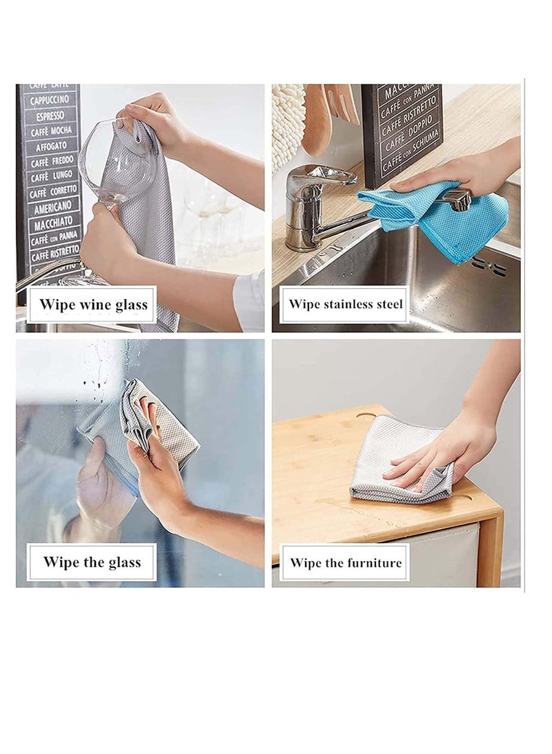 خرقة قماش حراشف السمك، 10 قطع، خرقة قماش بنمط موجه، خرقة تنظيف، خرقة تنظيف منزلية قابلة لإعادة الاستخدام، خرقة تنظيف متعددة الاستخدامات، لتنظيف النوافذ والسيارات والمرايا والفولاذ المقاوم للصدأ وأعمال المنزل. - Image 4
