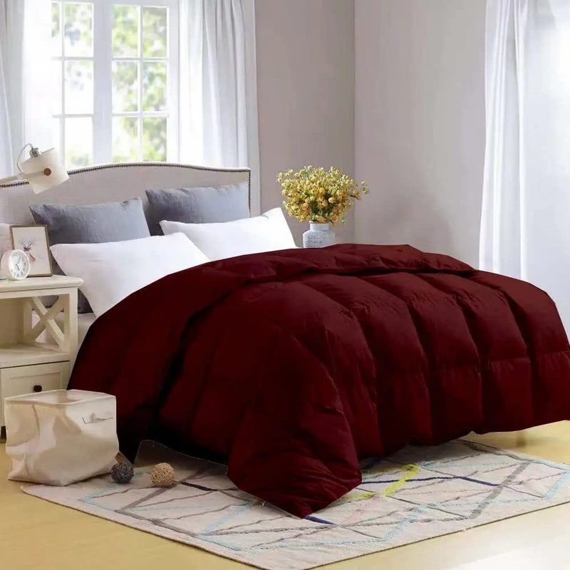 Indore Cotton Mahaveer Cotton Soft Microfiber 400 GSM Heavy Winter Comforter Rajai Double Bed Blanket Super Soft Lightweight Double Bed Blanket for Winter Quilt Duvet for All Season Burgundy Solid  - Image 2