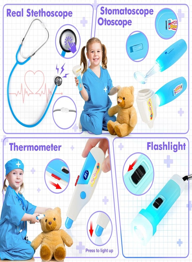 IVENRXIU Doctor Kit for Kids, 17 Pcs Medical Play Set with Bag and Dress Up Costume for Toddlers 3-5, Pretend Play Toys for Kids Boys and Girls, Halloween Christmas Birthday Gifts - Image 2