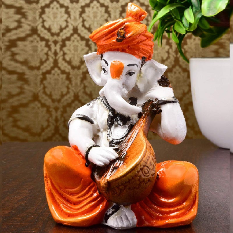 Aadaa Musical Ganesha Polyresin Figurine 78x14x78 in Multicolor - Image 2