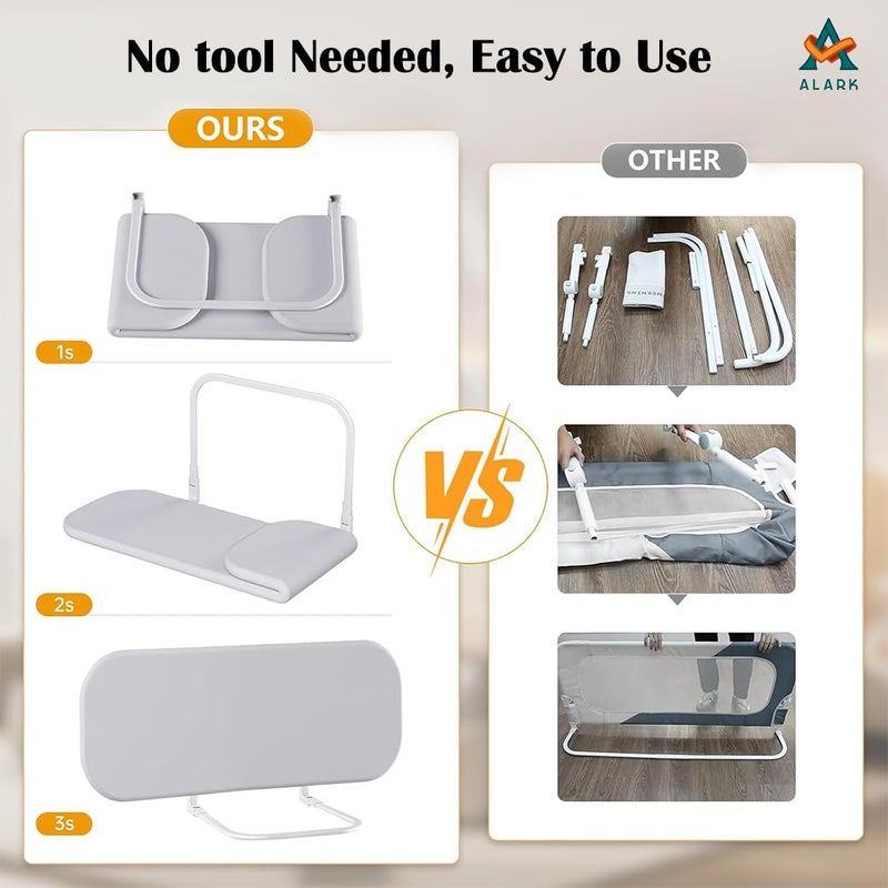 Alark Baby Bed Rail Guard Baby Safety 6 Height for Extra Tall Child Safety Single Side Bed Rail for Infant Toddlers Adjustable Height Single Bed Safety Toddler for Kids Travel Bed Rails Multicolor - Image 5