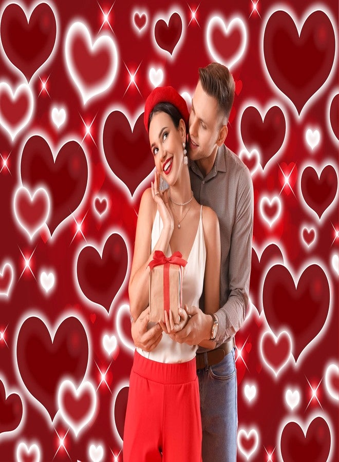 CINRAY Red Heart Photo Backdrop 7x5FT Valentine's Day Decorations Early 2000s Background for Photography 90s Women Happy Birthday Banner Old School Valentines Selfile Wall Decor - Image 4