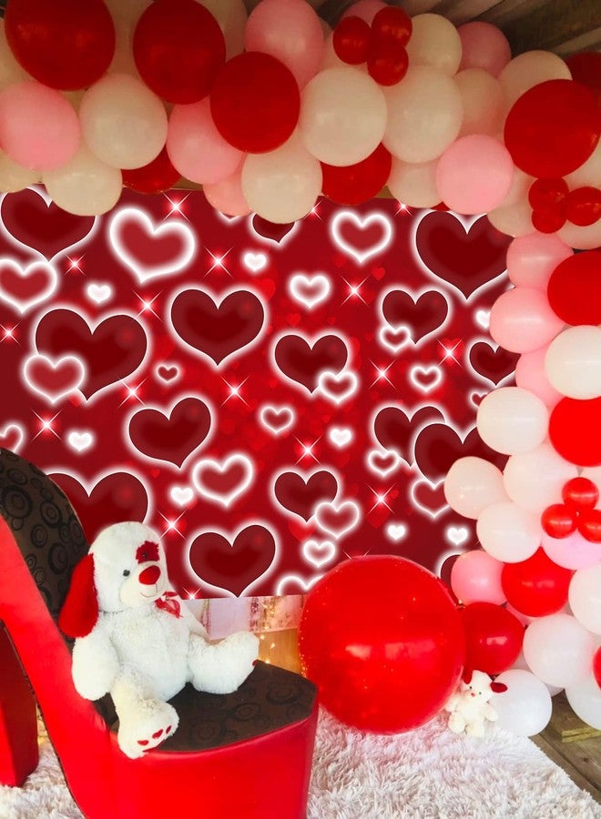 CINRAY Red Heart Photo Backdrop 7x5FT Valentine's Day Decorations Early 2000s Background for Photography 90s Women Happy Birthday Banner Old School Valentines Selfile Wall Decor - Image 5
