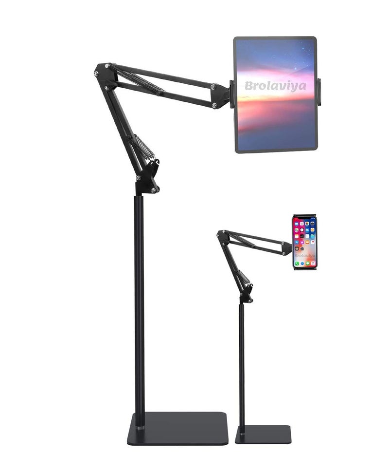 BROLAVIYA Multi-Direction Universal Tripod Floor Stand for 4'-10.2' Diagonal inch, with Gooseneck Clip Lazy Arm Bracket for Both Mobiles and Tablets for Bedroom, Office, Kitchen - Image 1
