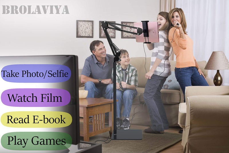 BROLAVIYA Multi-Direction Universal Tripod Floor Stand for 4'-10.2' Diagonal inch, with Gooseneck Clip Lazy Arm Bracket for Both Mobiles and Tablets for Bedroom, Office, Kitchen - Image 4