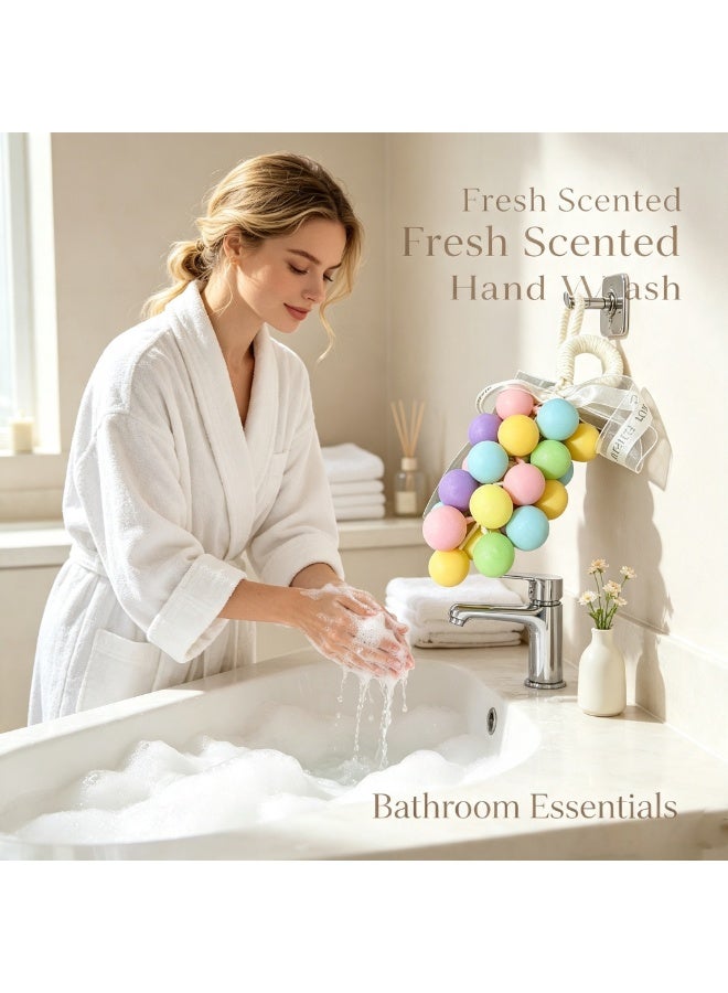 صابون عنقود العنب بألوان ماكارون، صابون معطر مرطب، صابون معلق يدوي الصنع، صابون تنظيف للاستحمام وغسل اليدين، زينة عطرية منزلية مبتكرة، هدية مثالية لأعياد الميلاد والمناسبات - Image 2