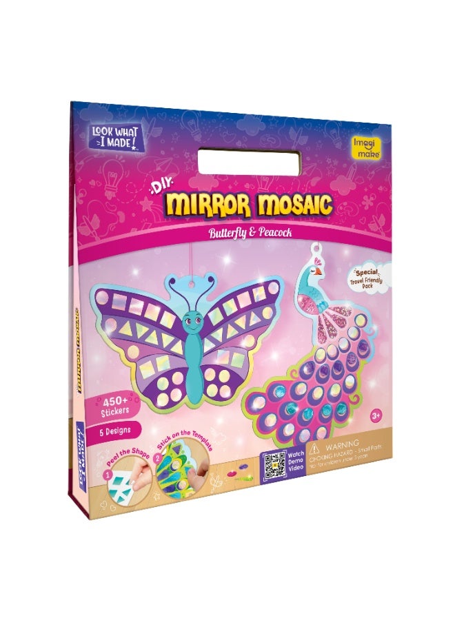 Imagimake Mirror Mosaic Butterfly & Peacock for Kids 3+ Years| DIY Foil Sticker Craft Kit | Art & Craft Set with 450+ Stickers | Travel-Friendly Activity | Christmas & Birthday Gift for Girls & Boys - Image 2