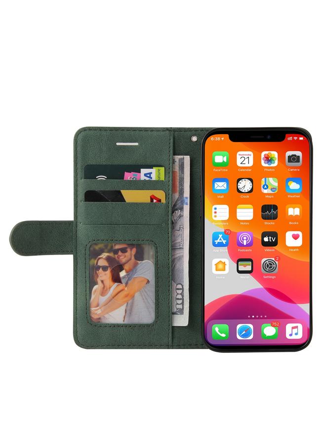 زبون جراب لهاتف iPhone 13 Pro Max، جراب جلدي من البولي يوريثان ثنائي اللون مع حامل وفتحات للبطاقات ومحفظة - Image 4