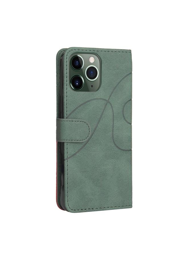 زبون جراب لهاتف iPhone 13 Pro Max، جراب جلدي من البولي يوريثان ثنائي اللون مع حامل وفتحات للبطاقات ومحفظة - Image 3