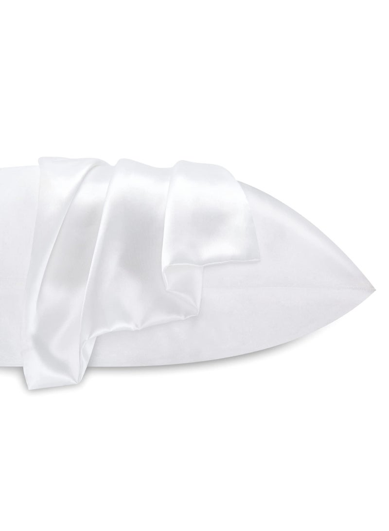 ح واحة وسادة من بيدلايت مصنوع من الساتان الحريري للحفاظ على الشعر والبشرة، طقم يتضمن 2 غطاء وسادة مقاس كوين بملمس حريري فائق النعومة مع اغلاق مغلف بلون ابيض، مقاس 127 × 191 سم (50 × 75) - Image 5