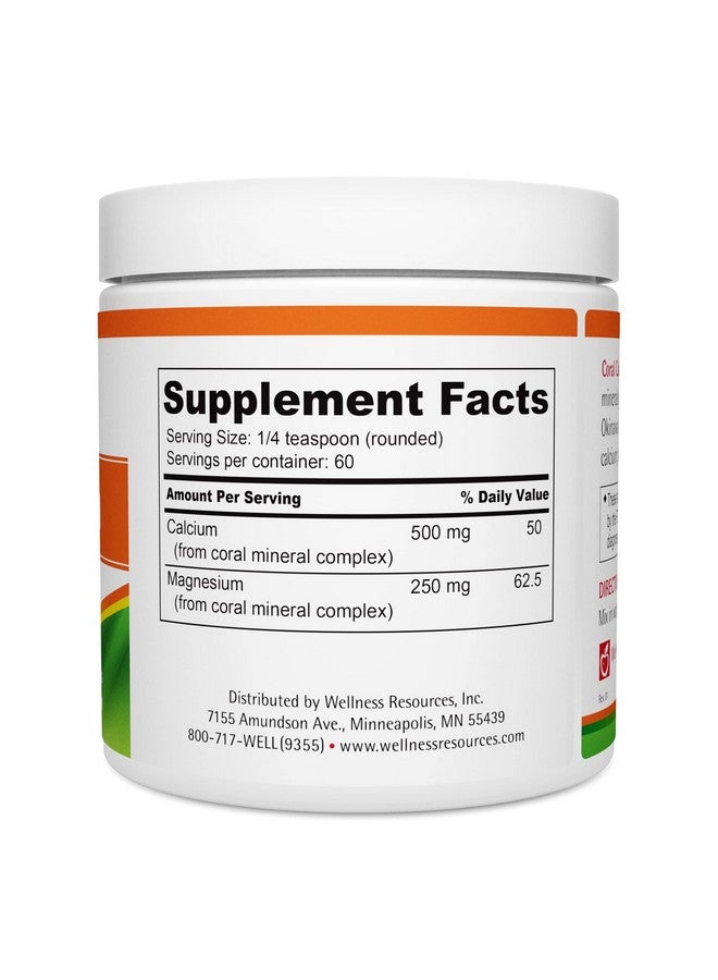 ويلنيس ريسورسز مسحوق الكالسيوم المرجاني، درجة بحرية، طبيعي بنسبة 2:1 من الكالسيوم إلى المغنيسيوم (500 ملجم، 60 وجبة) - Image 2