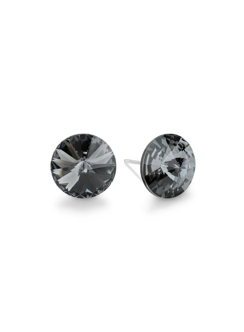 سيونا ELLA Silver Night Crystal Stud Earrings – Edgy Sophistication