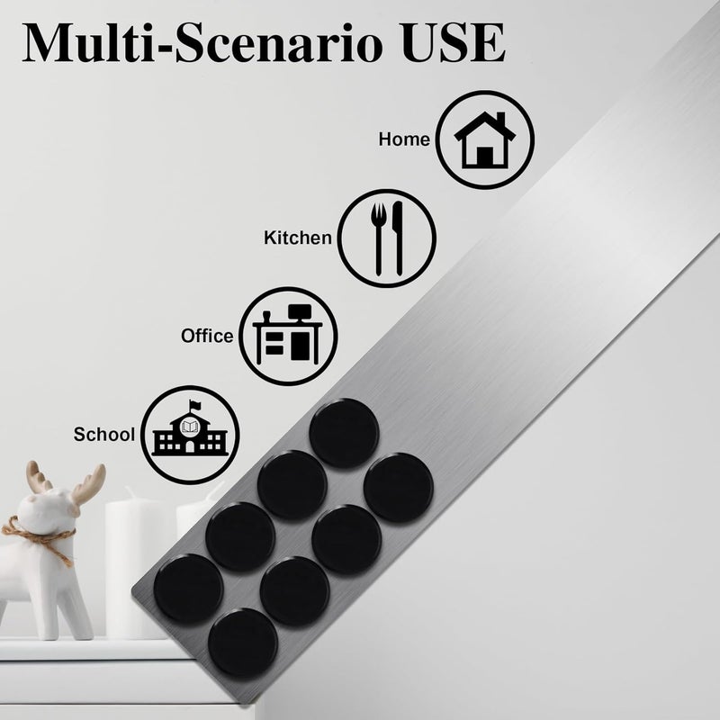 Lockways Magnetic Whiteboard Strip Set 4 Pieces 2 x 15 Inch Bulletin Board bar, Silver Stainless, Adhesive Backing Memo Board for Office, Magnetic Calendar, Photos, Name Cards & Papers - Image 2