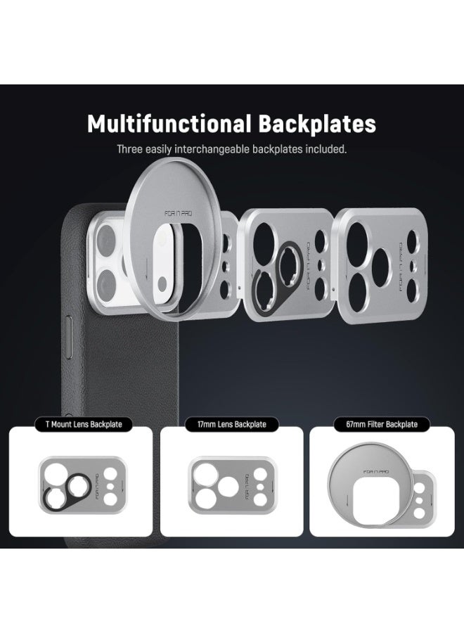 NEEWER Phone Case for 17 Pro, Modular Protective TPU/PC Phone Cover with 67mm Thread Filter Ring, 17mm Lens Backplate, T Mount Lens Adapter Compatible with Moment MagSafe iPhone 17 Pro - Image 2