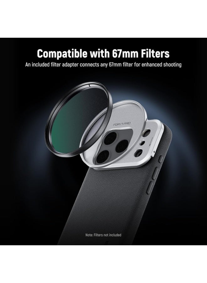 NEEWER Phone Case for 17 Pro, Modular Protective TPU/PC Phone Cover with 67mm Thread Filter Ring, 17mm Lens Backplate, T Mount Lens Adapter Compatible with Moment MagSafe iPhone 17 Pro - Image 3