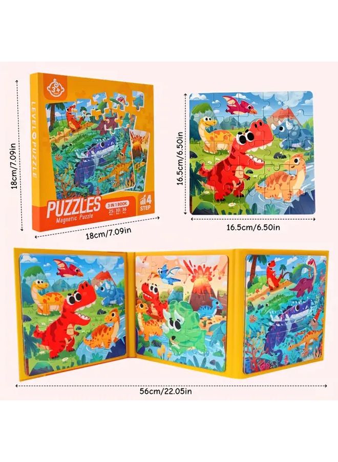 Magnetic Dinosaur Puzzle Book For Kids Cognitive Development Logical Thinking Skills - Image 3