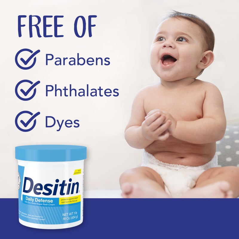ديسيتين Daily Defense Baby Diaper Rash Cream with 13% Zinc Oxide, Barrier Cream to Treat, Relieve  Prevent Diaper Rash, Hypoallergenic, Dye-, Phthalate-  Paraben-Free, 16 oz - Image 4