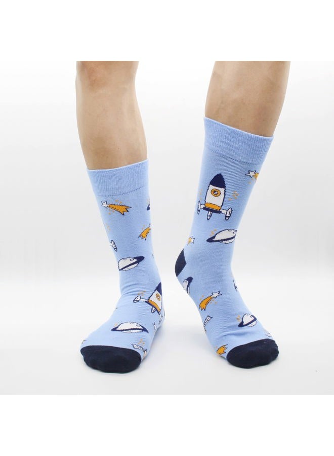 TOEJYJ Fun Dress Socks for Menï¼Œ Funky Funny Cotton Colorful Socksï¼ŒPattern Novelty Casual Socks Pack (space, Medium), M-L - Image 5