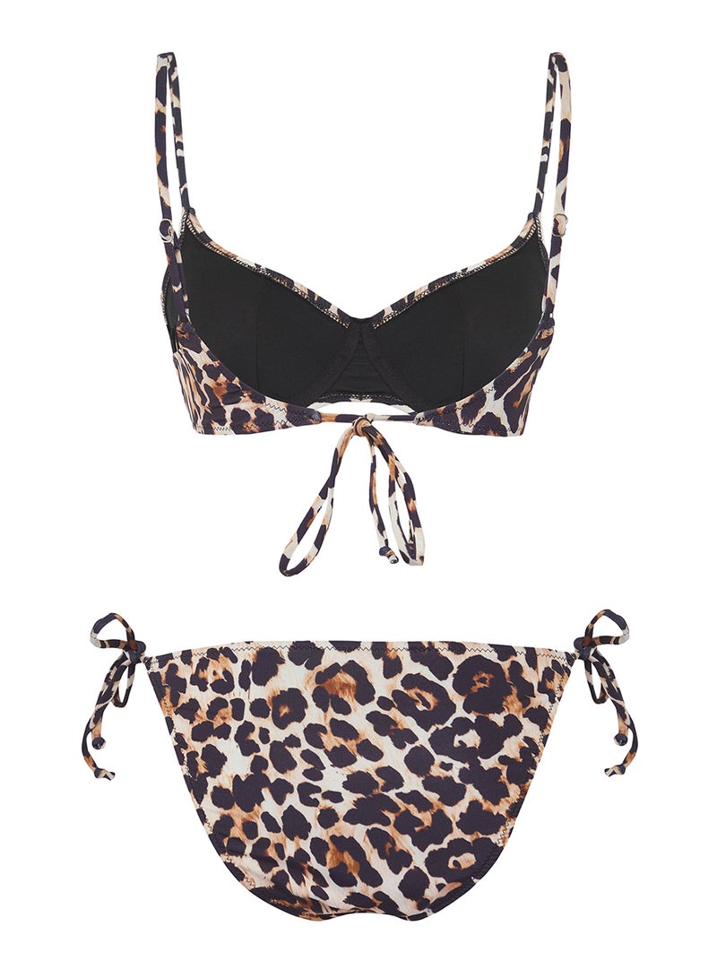 trendyol Leopard Patterned Tie-Up Balconette Covered Regular Waist Bikini Set Tbess25Bt00043 - Image 5