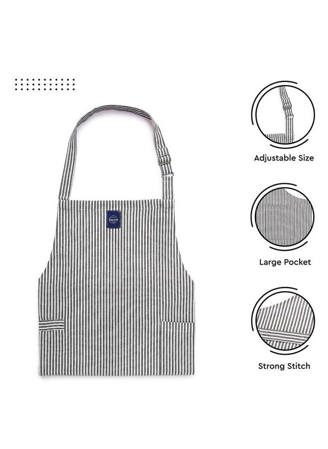 Encasa Homes Cotton Stain-Resistant Kitchen Bib Apron - Ticking Black with Adjustable Straps, Pocket & Towel Holder | For Home & Outdoors Cooking - Men & Women - 68x85 cm - pzsku/ZD2C1C3DDB557240E5E94Z/45/_/1737721299/beaaad06-84f5-4e94-bfa7-a5b209e6cce5