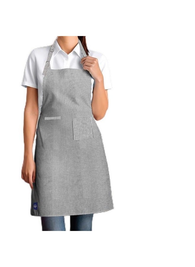 Encasa Homes Cotton Stain-Resistant Kitchen Bib Apron - Ticking Black with Adjustable Straps, Pocket & Towel Holder | For Home & Outdoors Cooking - Men & Women - 68x85 cm - pzsku/ZD2C1C3DDB557240E5E94Z/45/_/1737721318/107f641f-a609-40cb-ab8d-bf1605862082