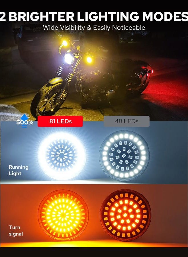Benlari 2inch Front Turn Signals, 81 LEDs 1157 Turn Signals with 2 Smoked Lens Cover Fit for Harley Touring Street Glide Road Glide Road King Electra Glide Sportster Iron Dyna Softail 1986-2024 - Image 3