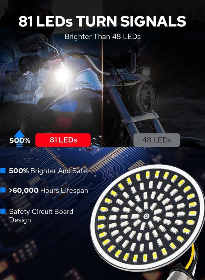 Benlari 2inch Front Turn Signals, 81 LEDs 1157 Turn Signals with 2 Smoked Lens Cover Fit for Harley Touring Street Glide Road Glide Road King Electra Glide Sportster Iron Dyna Softail 1986-2024 - Image 2