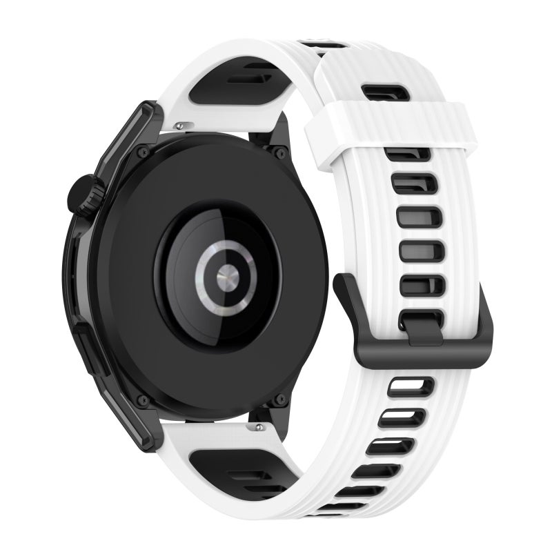 إيروريكس سوار ساعة هواوي واتش جي تي رانر 22 مم من السيليكون المخطط بلونين (أبيض وأسود) - Image 5