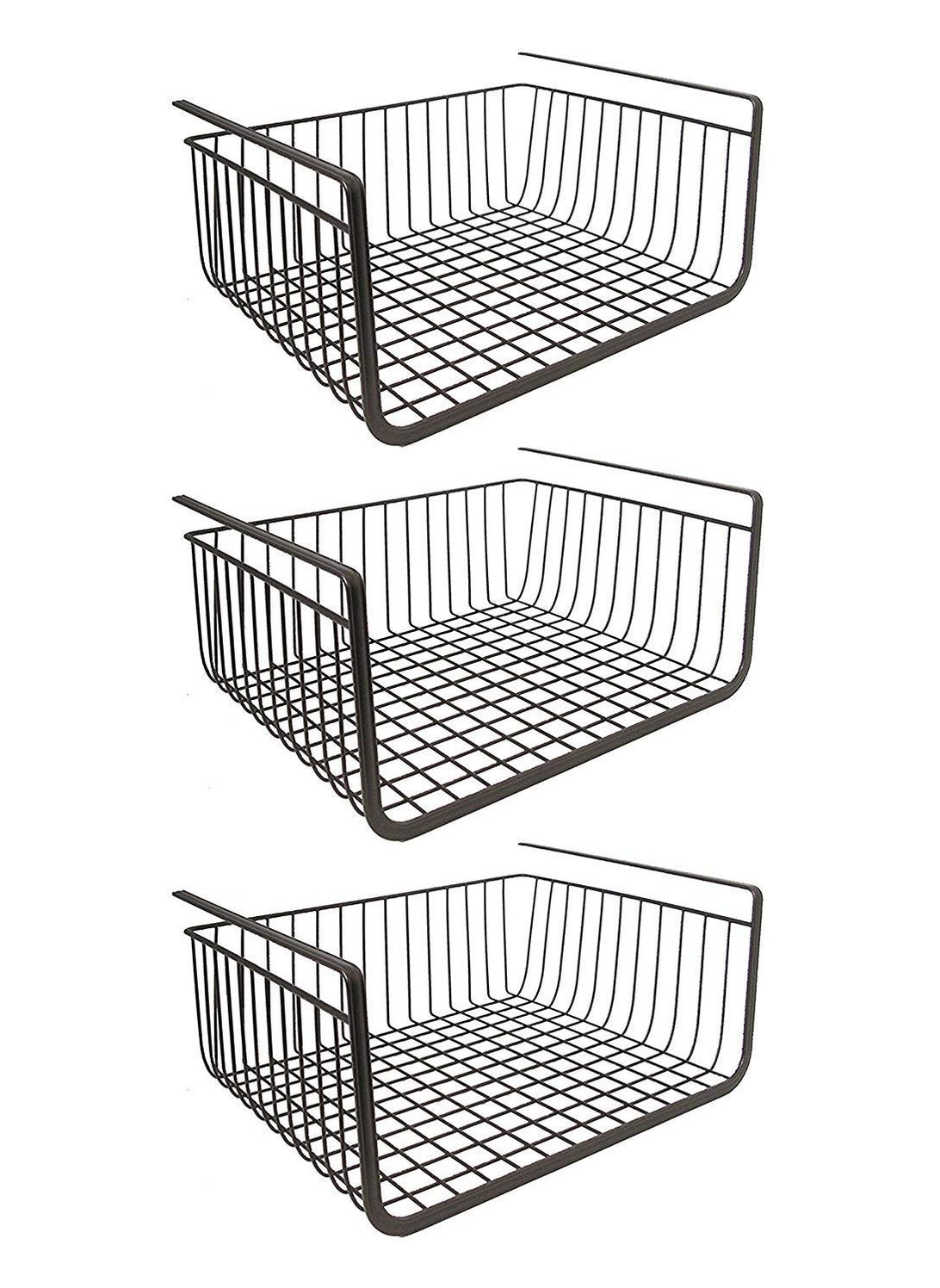 Styleys Styleys Metal Under Shelf Basket Wire Rack for Extra Cabinet Storage 13.5-inch, 3pcs, Black - S11027A  - Image 1