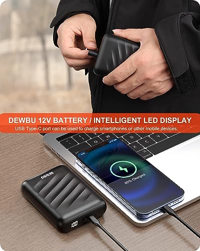DEWBU جاكيت ديوبو المدفأ من بولار فليس مع حزمة بطارية 12 فولت سترة كهربائية دافئة للرجال، أسود، 2XL - Image 5