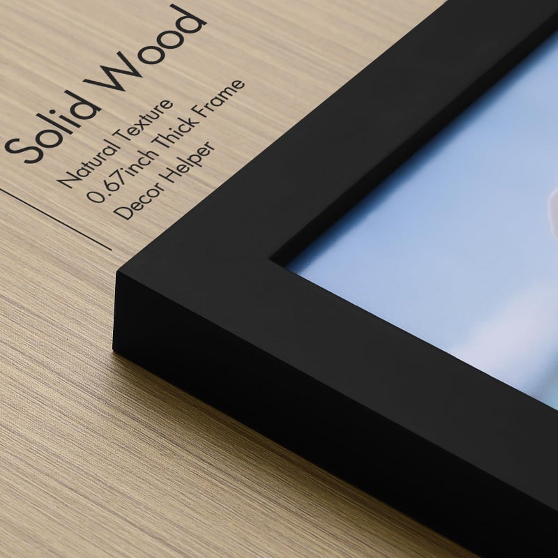 Vittanly 5x7 Picture Frame, Made of Solid Wood and Shatterproof Plexiglass, Wooden Photo Frame for Wall Mounting or Tabletop Display, Picture Frame for Home Decor with Stand, Black, 1 Pack - Image 5