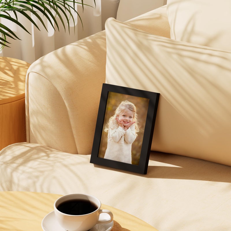 Vittanly 5x7 Picture Frame, Made of Solid Wood and Shatterproof Plexiglass, Wooden Photo Frame for Wall Mounting or Tabletop Display, Picture Frame for Home Decor with Stand, Black, 1 Pack - Image 2