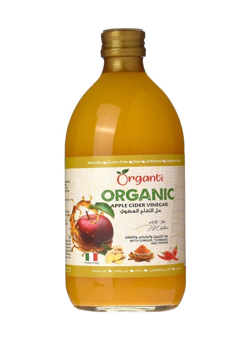 Organti Organic Apple Cider Vinegar With Ginger Turmeric Pepper 500ml  - Image 1