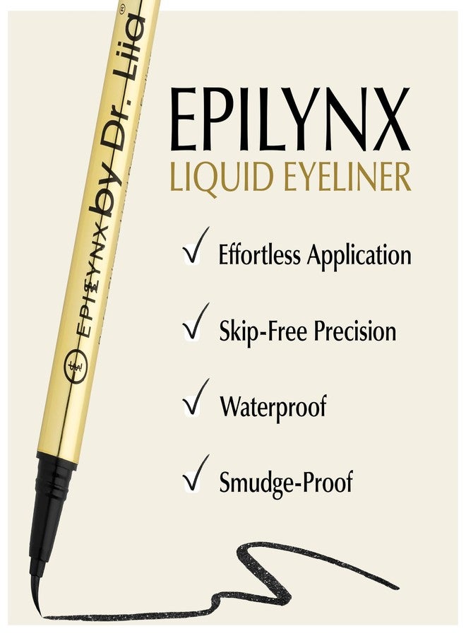 EPILYNX Waterproof Eyeliner - Smudge-Proof Liquid Eyeliner Pen with Precision Tip for Smooth, Long-Lasting Application - Vegan, Hypoallergenic & Gluten-Free Eye Liner - 2mL Shimmer Black - Image 2