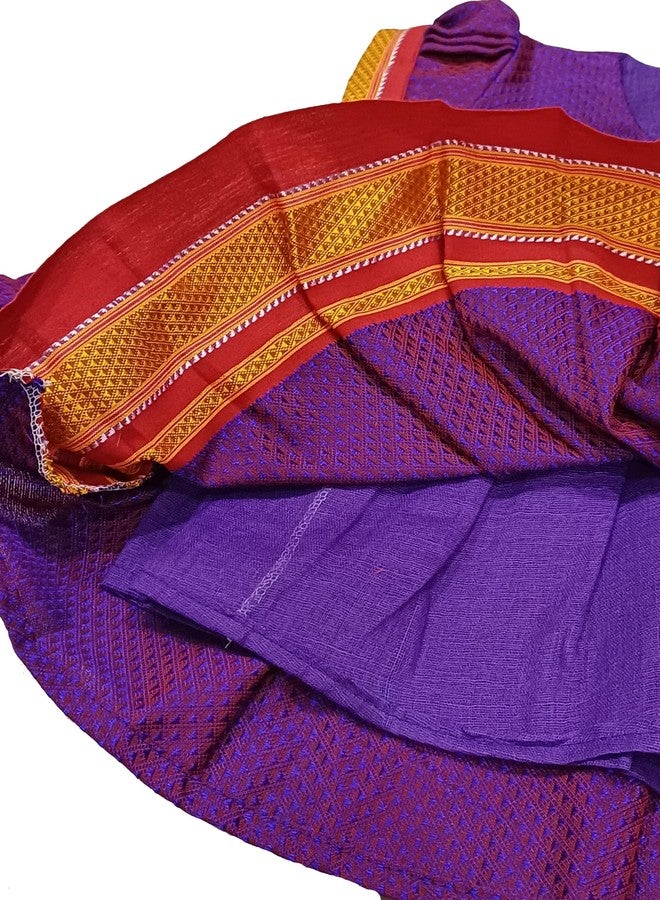 LUSTER Girls Khan Knee Length Frock Balloon Sleeve (Age 6M to 5Y) (6-12 Months, Purple) Maharashtrian Traditional Pure Material Khan - Image 4