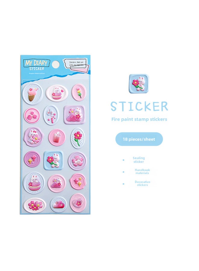 Planwith High-looking Imitation Fire Paint Seal Stickers Student Journal Envelope Diy Decorative Sealing Stickers Three-dimensional Crystal Stickers - Image 1