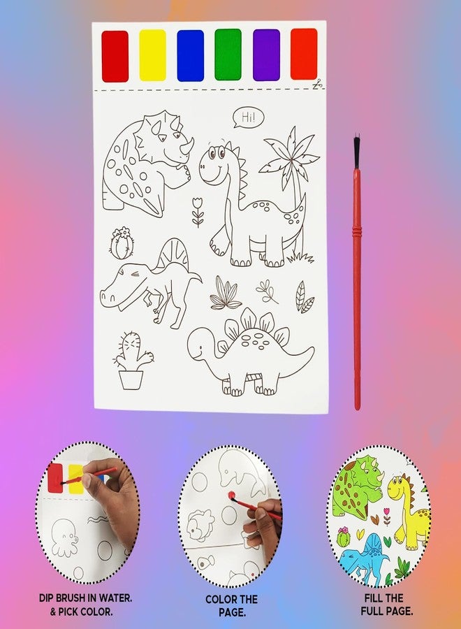 NHR Coloring Sheets with Printed Water Colors and Brush for Kids, Assorted 3 Design Painting Sheets, Educational Art Craft Drawing Activity Set for Toddlers Preschooler (Set of 3) - Image 2