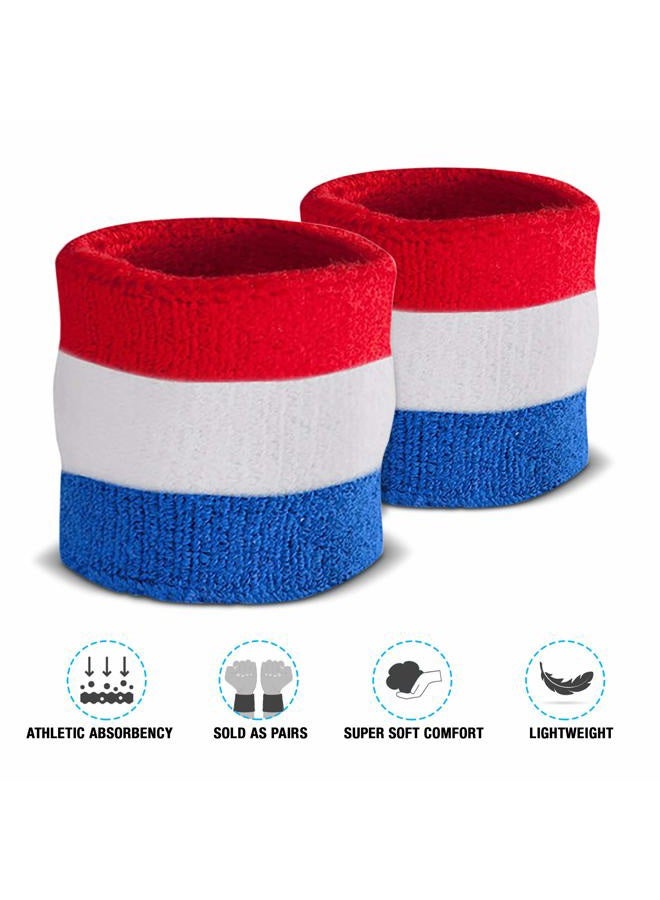 Suddora Striped Sweatband Set - (1 Headband and 2 Wristbands) Cotton for Sports & More. red - Image 5