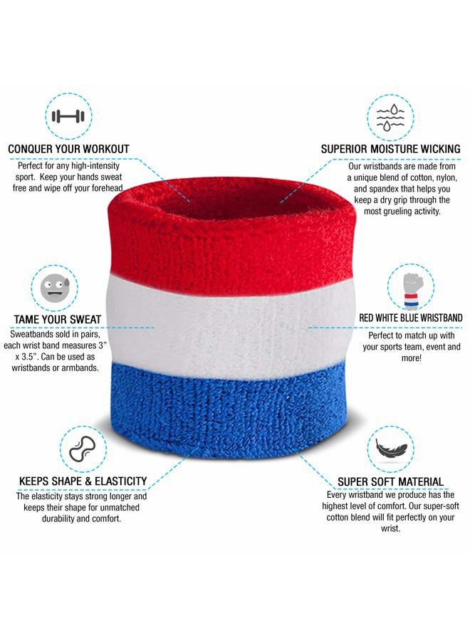 Suddora Striped Sweatband Set - (1 Headband and 2 Wristbands) Cotton for Sports & More. red - Image 4