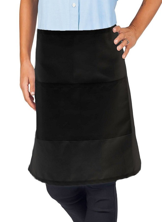 KNG Pack of 6 - Black Bistro Apron, 2 Pockets - Image 2
