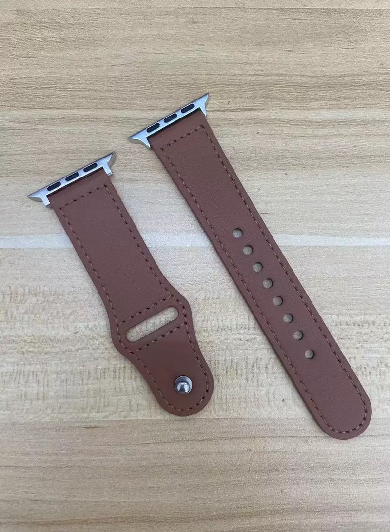 Genuine Leather Apple Watch 38mm/40mm/41mm Strap, Durable Cowhide Genuine Leather Replacement Band with Innovative Looping Pin-and-Tuck Secure Fit Closure for Apple Watch Series 4/3/2/1, Genio-38 Brown Brown - Image 2